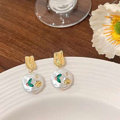 Monet's Garden Pearl Flower Earrings