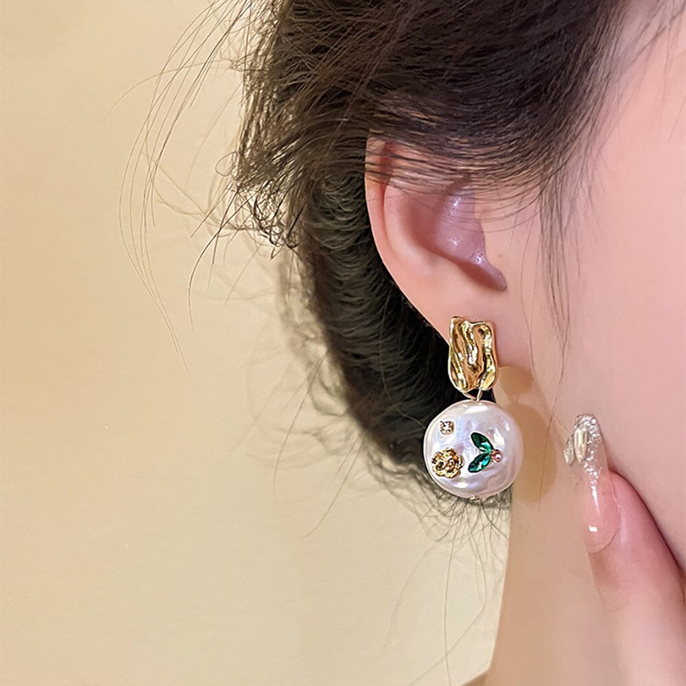 Monet's Garden Pearl Flower Earrings