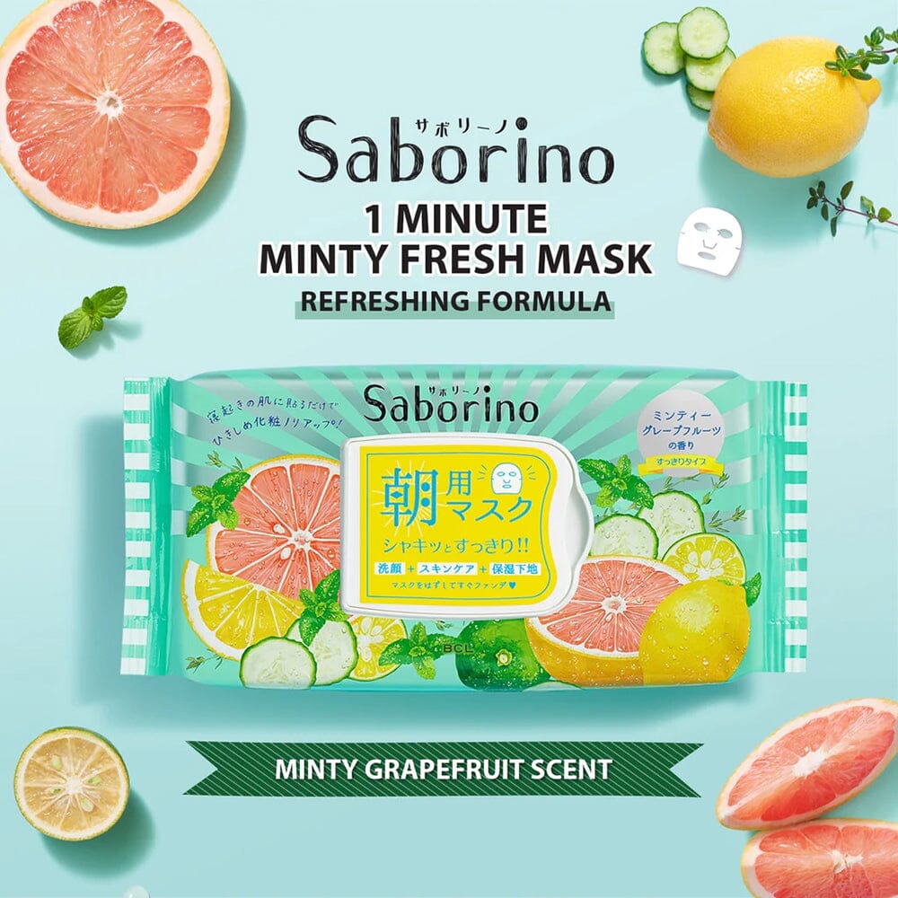 Saborino Morning Care 3-in-1 Fresh Facial Mask (Minty Grapefruit) 32pcs